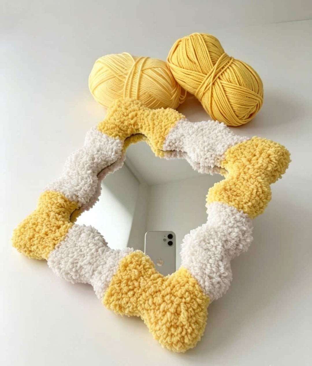 Handmade Tufted Wavy Mirror | Punch Needle Boho Home Decor