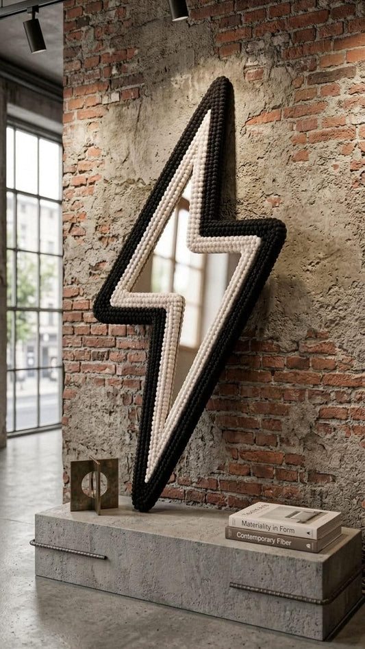 Lightning Bolt Mirror, Tufted Wall Mirror, Black White Mirror, Funky Room Decor, Teen Bedroom Decor, Handmade Mirror, Unique Wall Decor